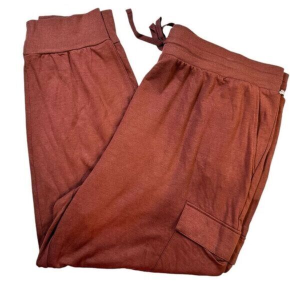 NWT Ambrielle Women’s Burnt Orange/Brown Cargo Drawstring Waist Joggers Size XXL - Picture 1 of 8